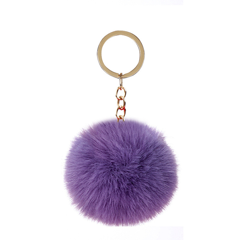 Cross-border supply 8cm imitation Rex rabbit fur ball keychain pendant imitation fur ball keychain accessories factory direct sales