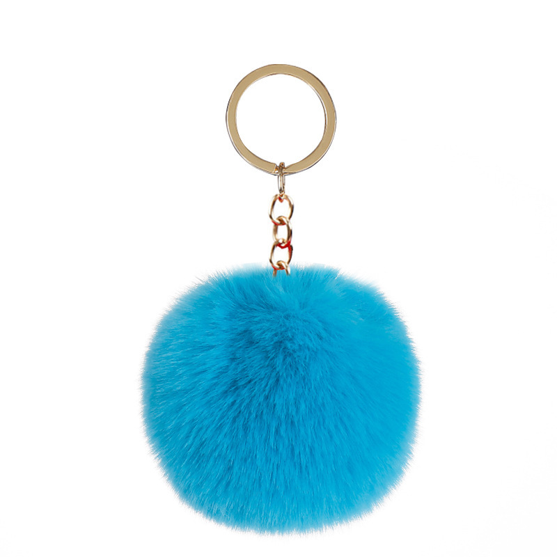 Cross-border supply 8cm imitation Rex rabbit fur ball keychain pendant imitation fur ball keychain accessories factory direct sales