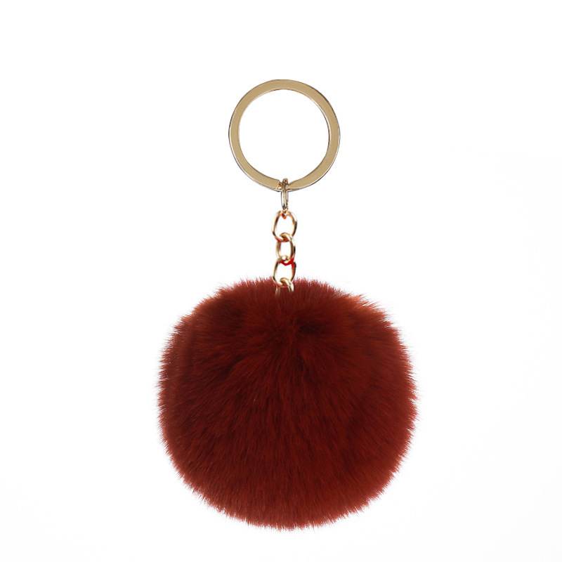 Cross-border supply 8cm imitation Rex rabbit fur ball keychain pendant imitation fur ball keychain accessories factory direct sales