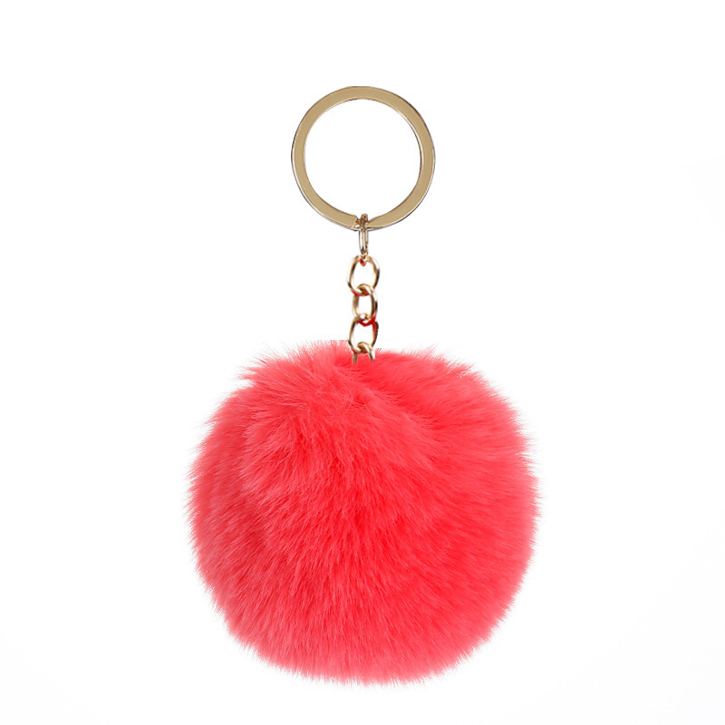 Cross-border supply 8cm imitation Rex rabbit fur ball keychain pendant imitation fur ball keychain accessories factory direct sales
