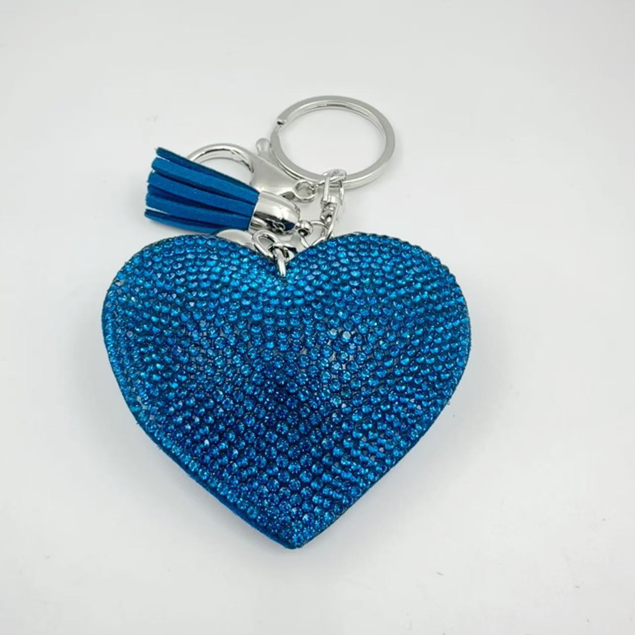 New DIY jewelry small Chanel style peach heart hot diamond leather keychain crystal diamond heart tassel bag pendant