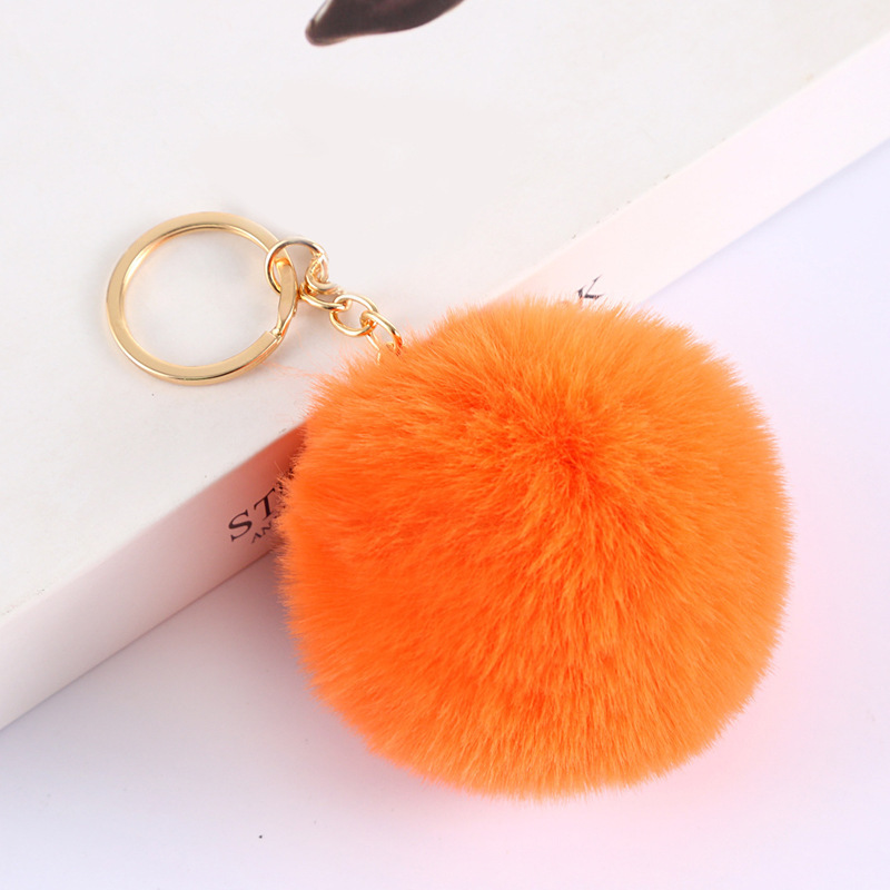 Cross-border supply 8cm imitation Rex rabbit fur ball keychain pendant imitation fur ball keychain accessories factory direct sales