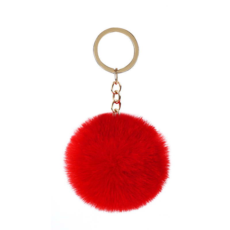 Cross-border supply 8cm imitation Rex rabbit fur ball keychain pendant imitation fur ball keychain accessories factory direct sales