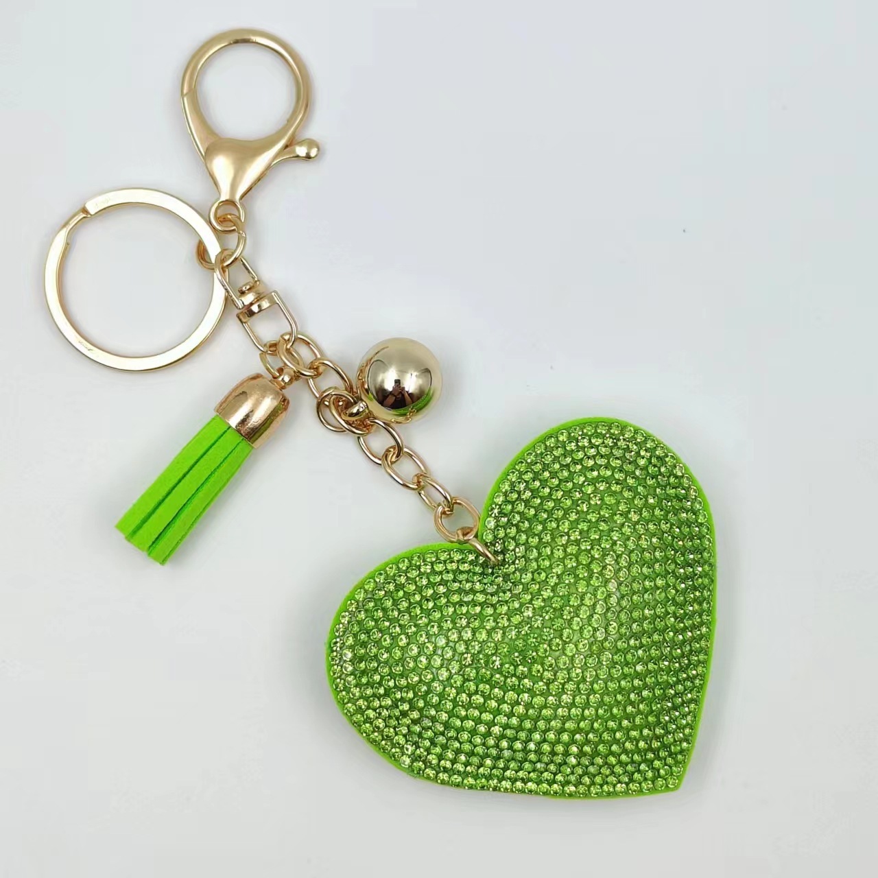 New DIY jewelry small Chanel style peach heart hot diamond leather keychain crystal diamond heart tassel bag pendant