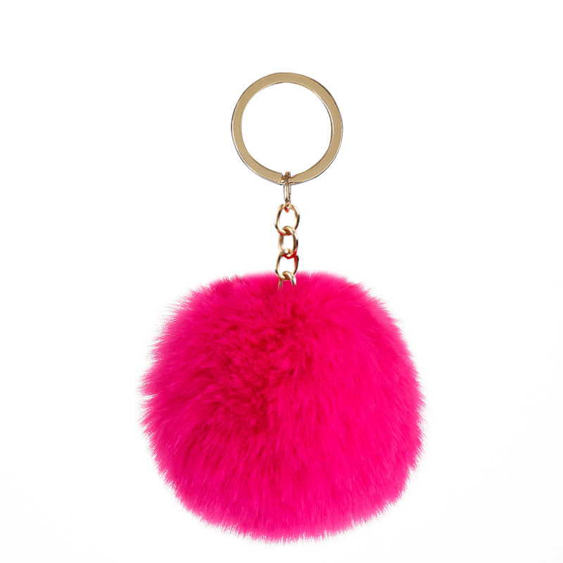 Cross-border supply 8cm imitation Rex rabbit fur ball keychain pendant imitation fur ball keychain accessories factory direct sales