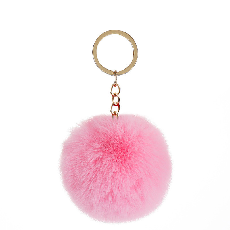 Cross-border supply 8cm imitation Rex rabbit fur ball keychain pendant imitation fur ball keychain accessories factory direct sales