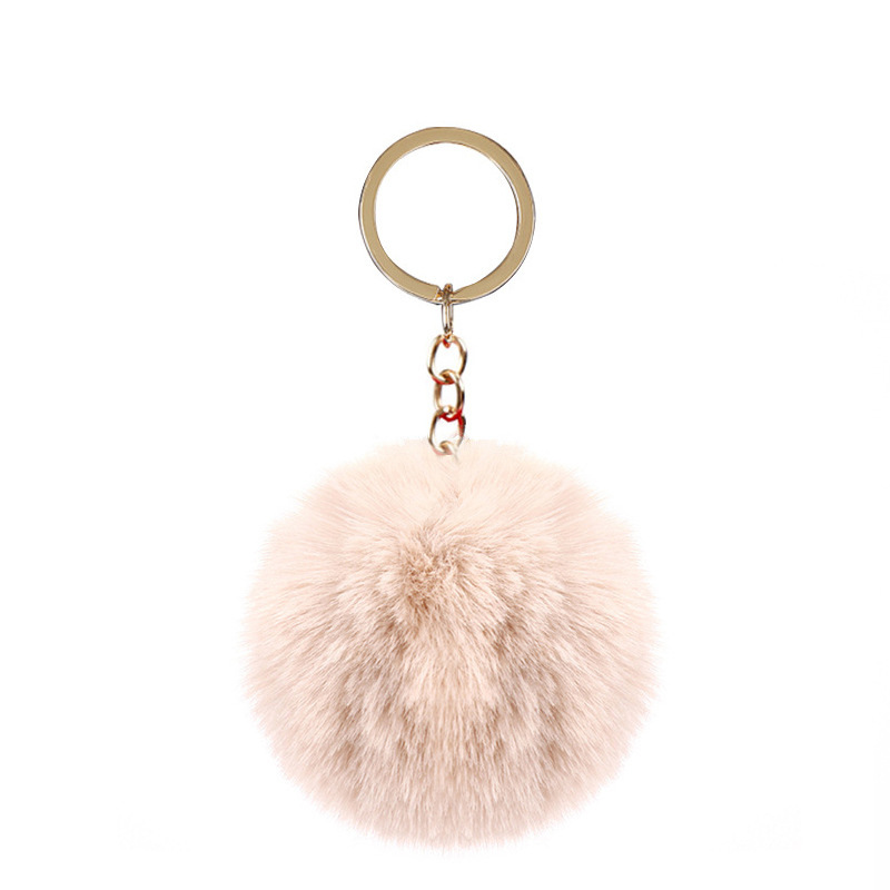 Cross-border supply 8cm imitation Rex rabbit fur ball keychain pendant imitation fur ball keychain accessories factory direct sales