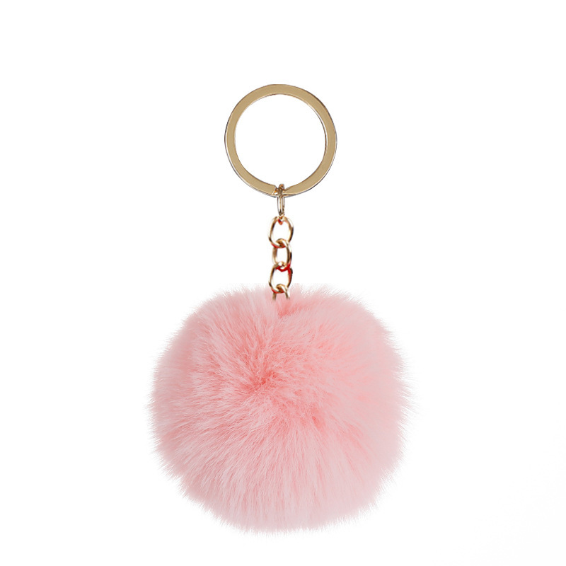 Cross-border supply 8cm imitation Rex rabbit fur ball keychain pendant imitation fur ball keychain accessories factory direct sales