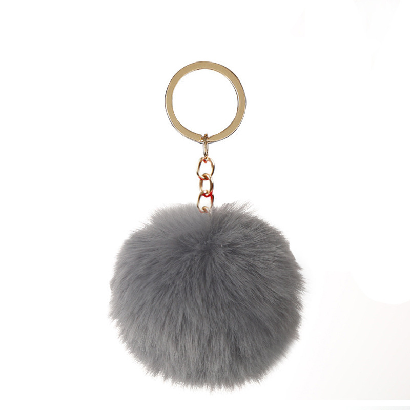 Cross-border supply 8cm imitation Rex rabbit fur ball keychain pendant imitation fur ball keychain accessories factory direct sales