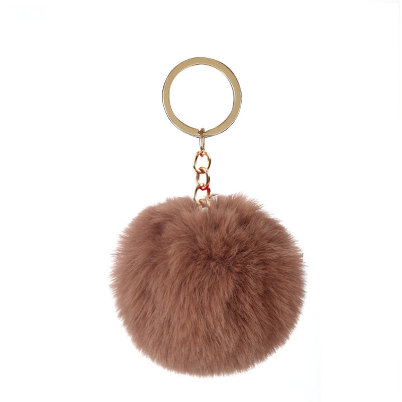 Cross-border supply 8cm imitation Rex rabbit fur ball keychain pendant imitation fur ball keychain accessories factory direct sales