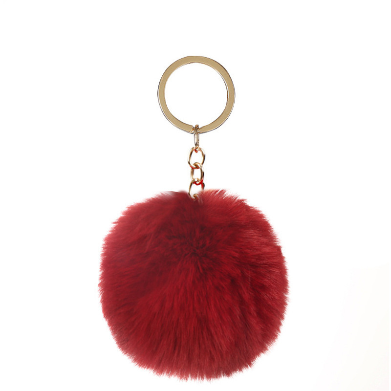 Cross-border supply 8cm imitation Rex rabbit fur ball keychain pendant imitation fur ball keychain accessories factory direct sales