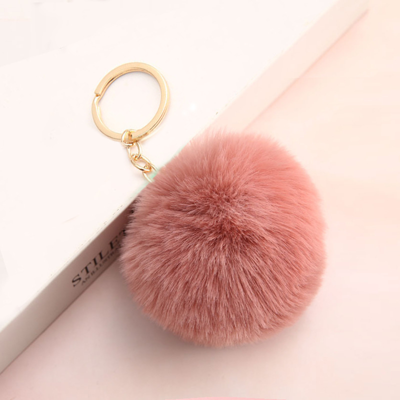 Cross-border supply 8cm imitation Rex rabbit fur ball keychain pendant imitation fur ball keychain accessories factory direct sales
