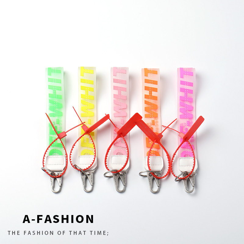 Spot off keychain white transparent PVC jelly letters jeans bag mobile phone camera luggage pendant