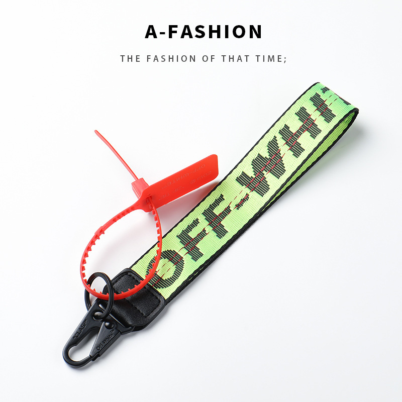 Wholesale offwhite canvas embroidered English letters keychain pendant
