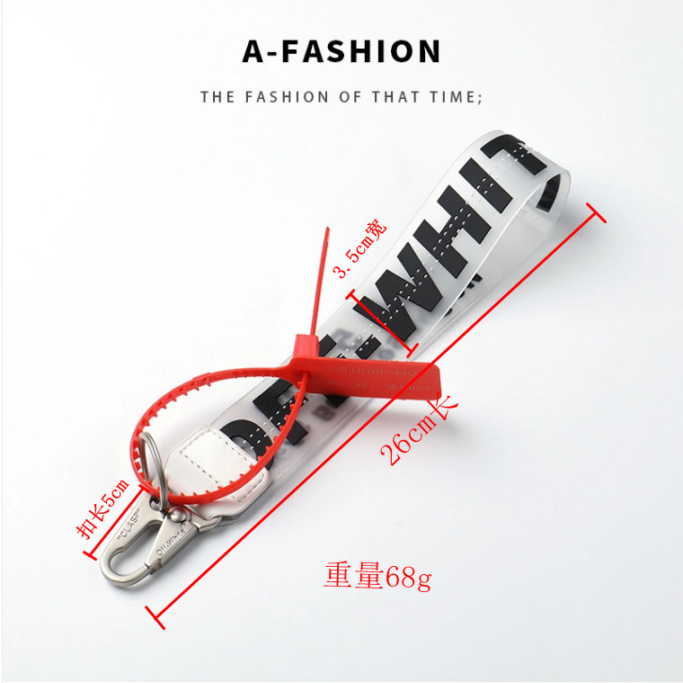 Spot off keychain white transparent PVC jelly letters jeans bag mobile phone camera luggage pendant
