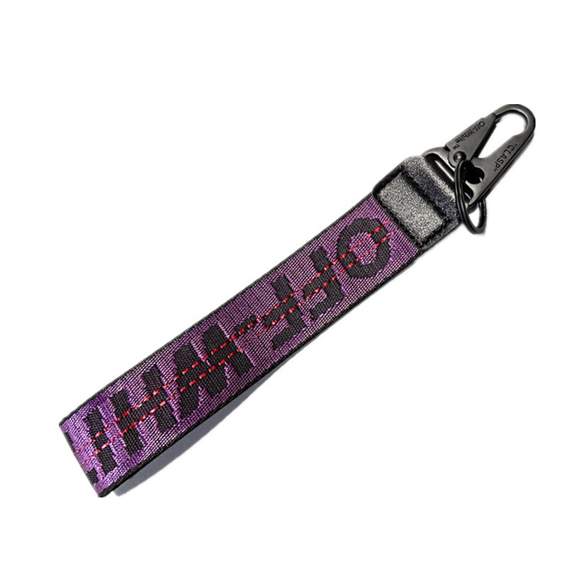 Offwhite keychain yellow canvas embroidered English letters European and American Amazon mobile phone pendant