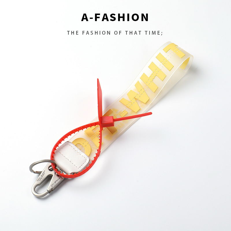 Spot off keychain white transparent PVC jelly letters jeans bag mobile phone camera luggage pendant