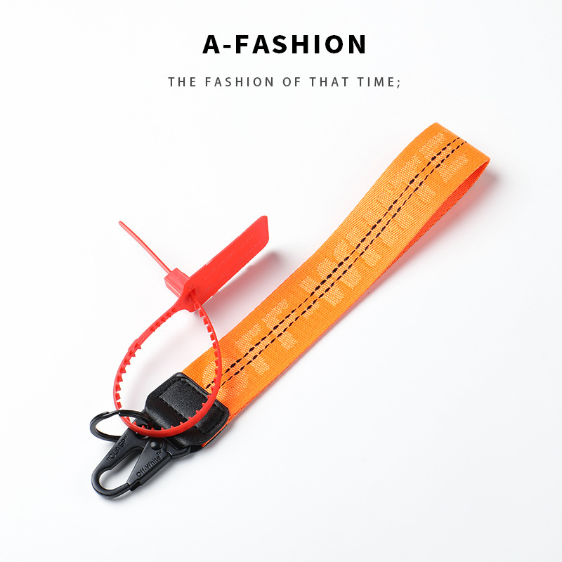 Wholesale offwhite canvas embroidered English letters keychain pendant