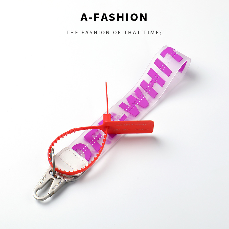 Spot off keychain white transparent PVC jelly letters jeans bag mobile phone camera luggage pendant