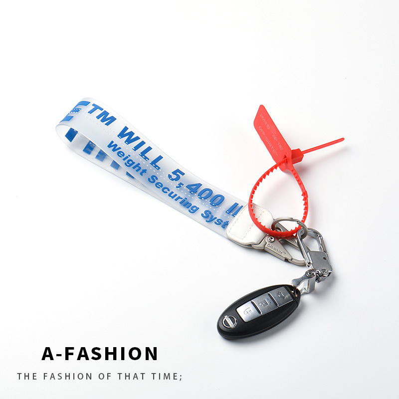 Spot off keychain white transparent PVC jelly letters jeans bag mobile phone camera luggage pendant
