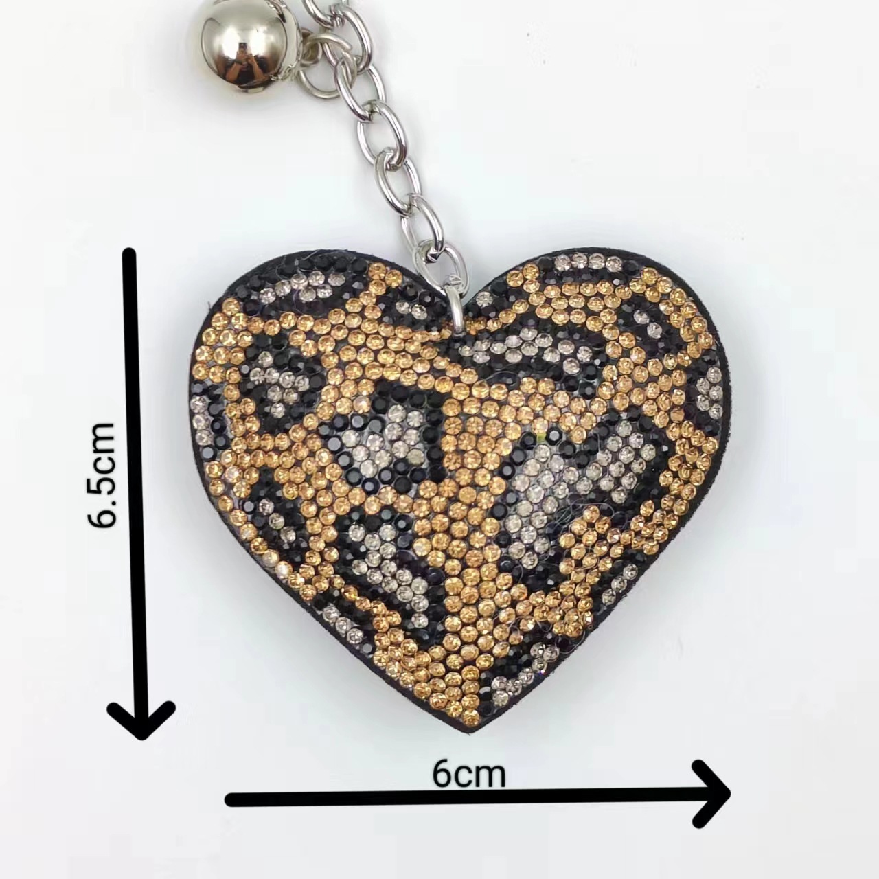 Creative personality leopard print peach heart hot diamond tassel keychain bag pendant diamond velvet gift accessories wholesale