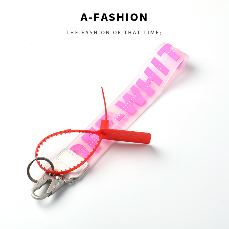 Spot off keychain white transparent PVC jelly letters jeans bag mobile phone camera luggage pendant