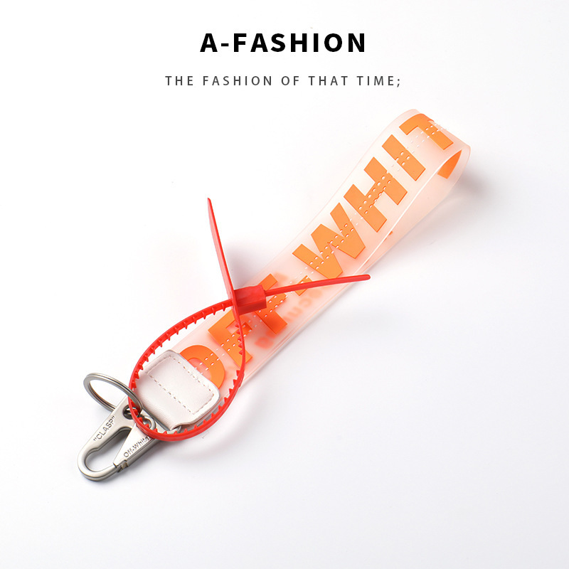 Spot off keychain white transparent PVC jelly letters jeans bag mobile phone camera luggage pendant
