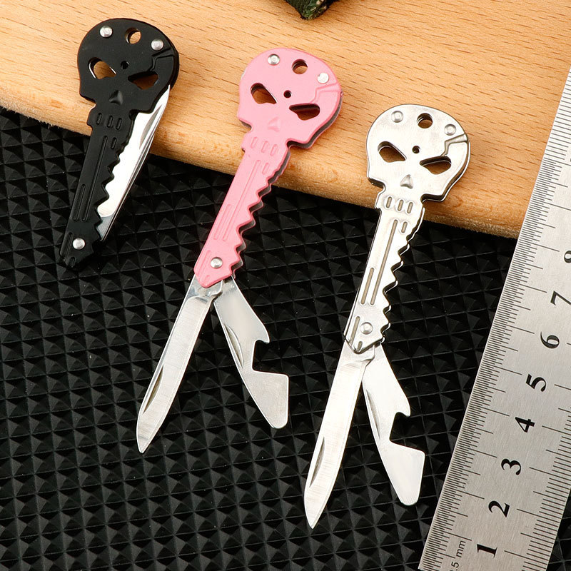 New ghost head shaped mini knife multi-function key knife outdoor Swiss knife self-defense knife folding fruit knife