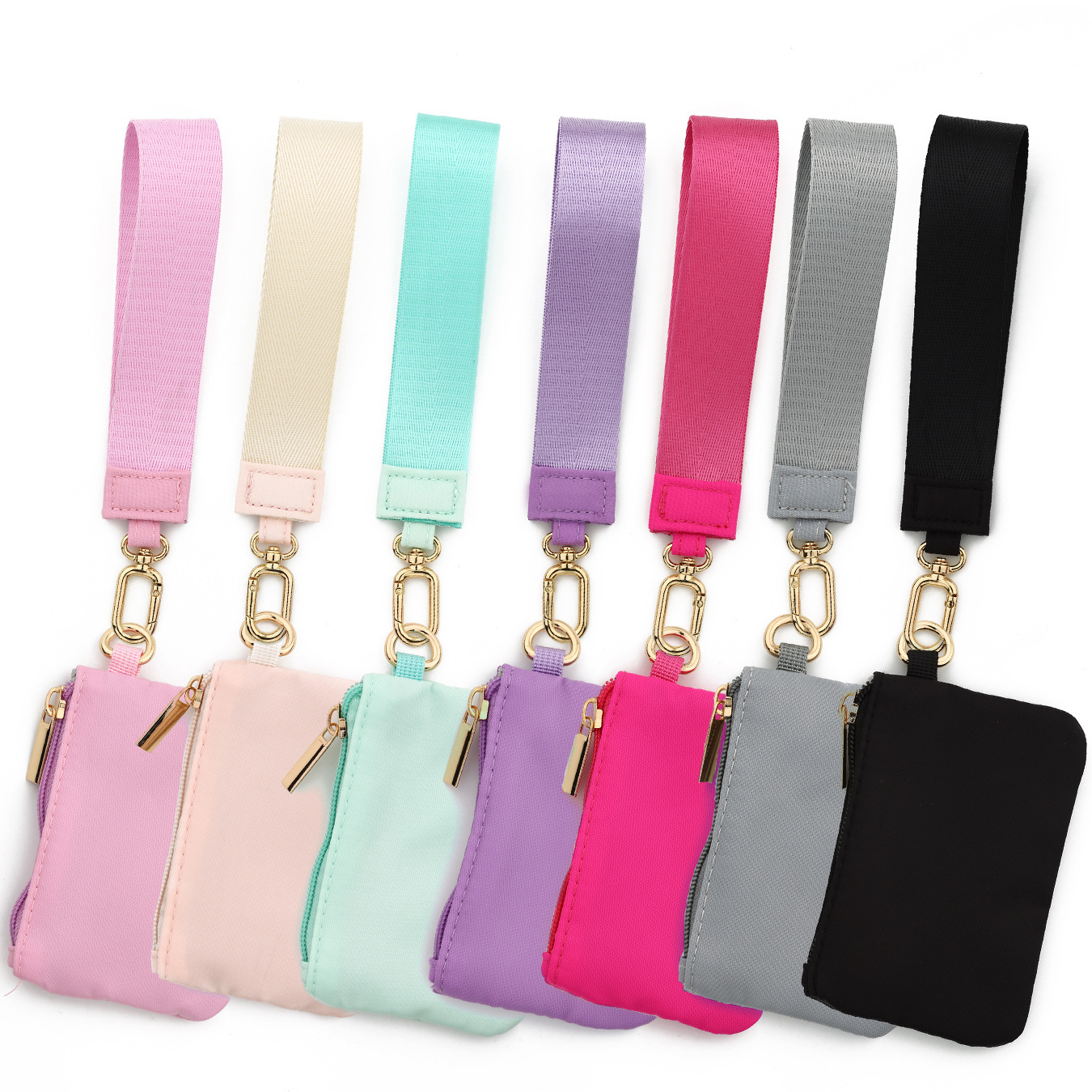 2025 Cross-border Spot Multifunctional Waterproof Nylon Wrist Bag Card Holder Keychain Women's Portable Mini Coin Purse