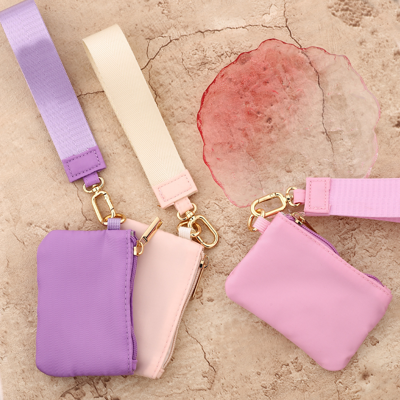 2025 Cross-border Spot Multifunctional Waterproof Nylon Wrist Bag Card Holder Keychain Women's Portable Mini Coin Purse