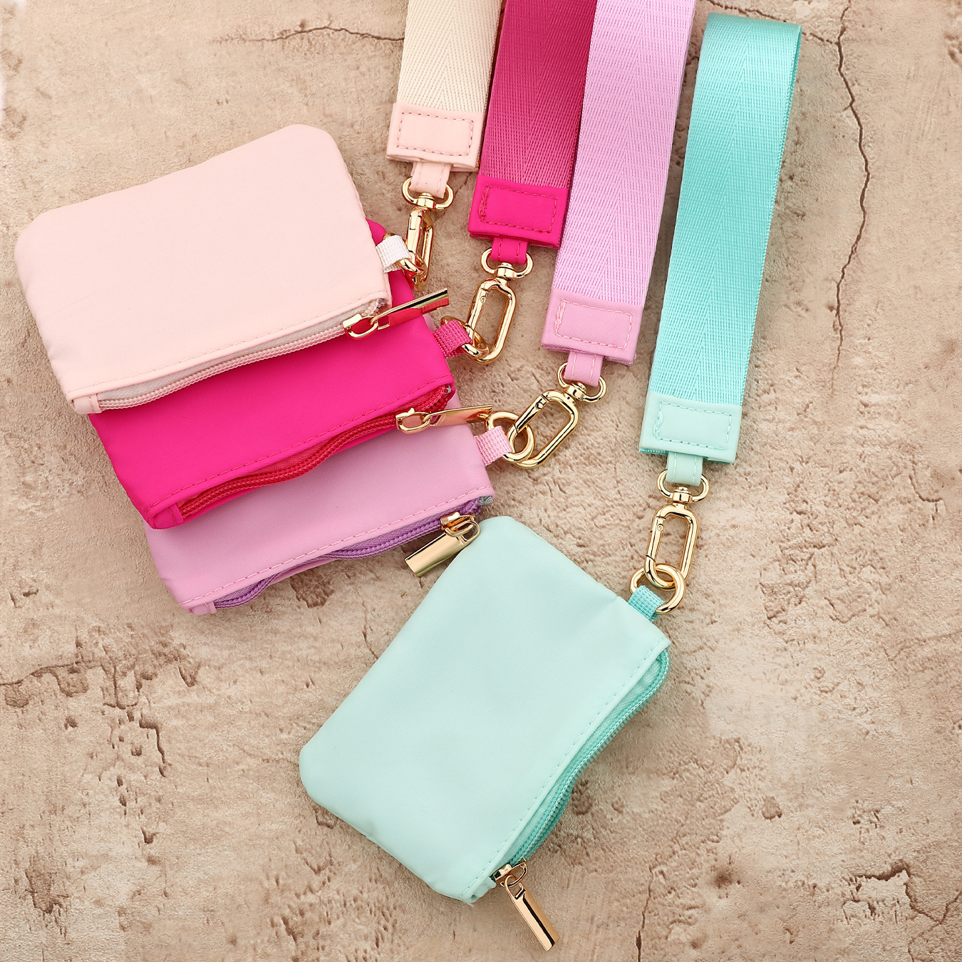 2025 Cross-border Spot Multifunctional Waterproof Nylon Wrist Bag Card Holder Keychain Women's Portable Mini Coin Purse