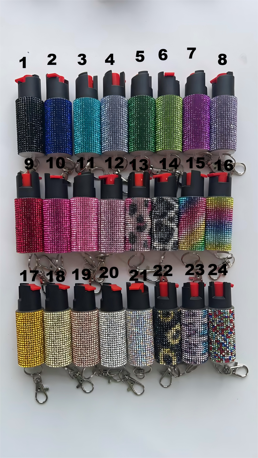 Self-defense bling spray keychain.
