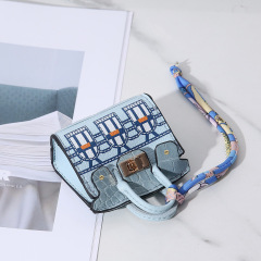 Printed house bag light blue