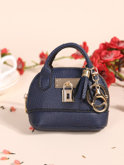 Royal blue small semicircular handbag