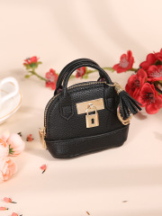 Black semicircular handbag