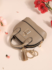 Gray semicircular handbag
