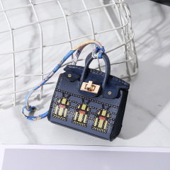 Printed house bag royal blue