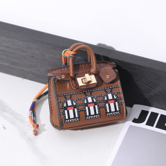 Printed house bag brown