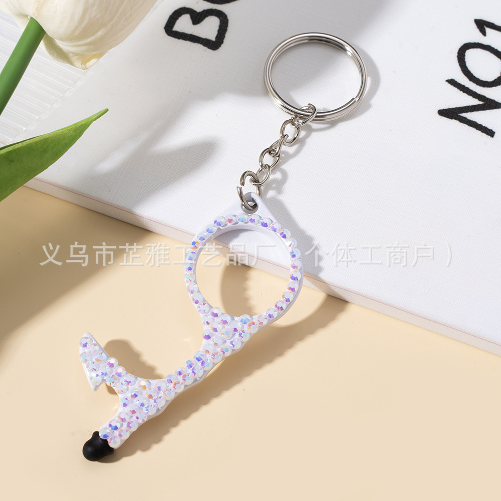 Amazon cross-border multi-functional double-sided diamond-encrusted door opener portable keychain