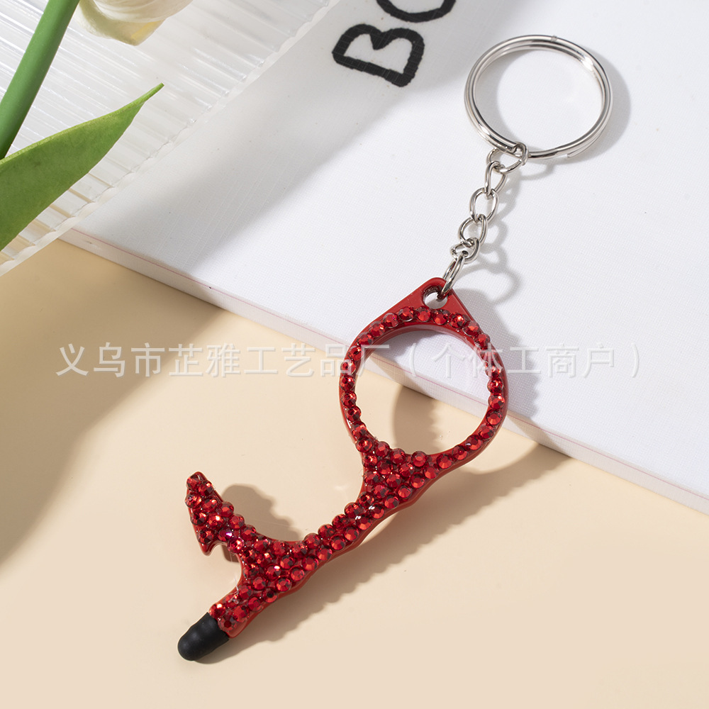 Amazon cross-border multi-functional double-sided diamond-encrusted door opener portable keychain