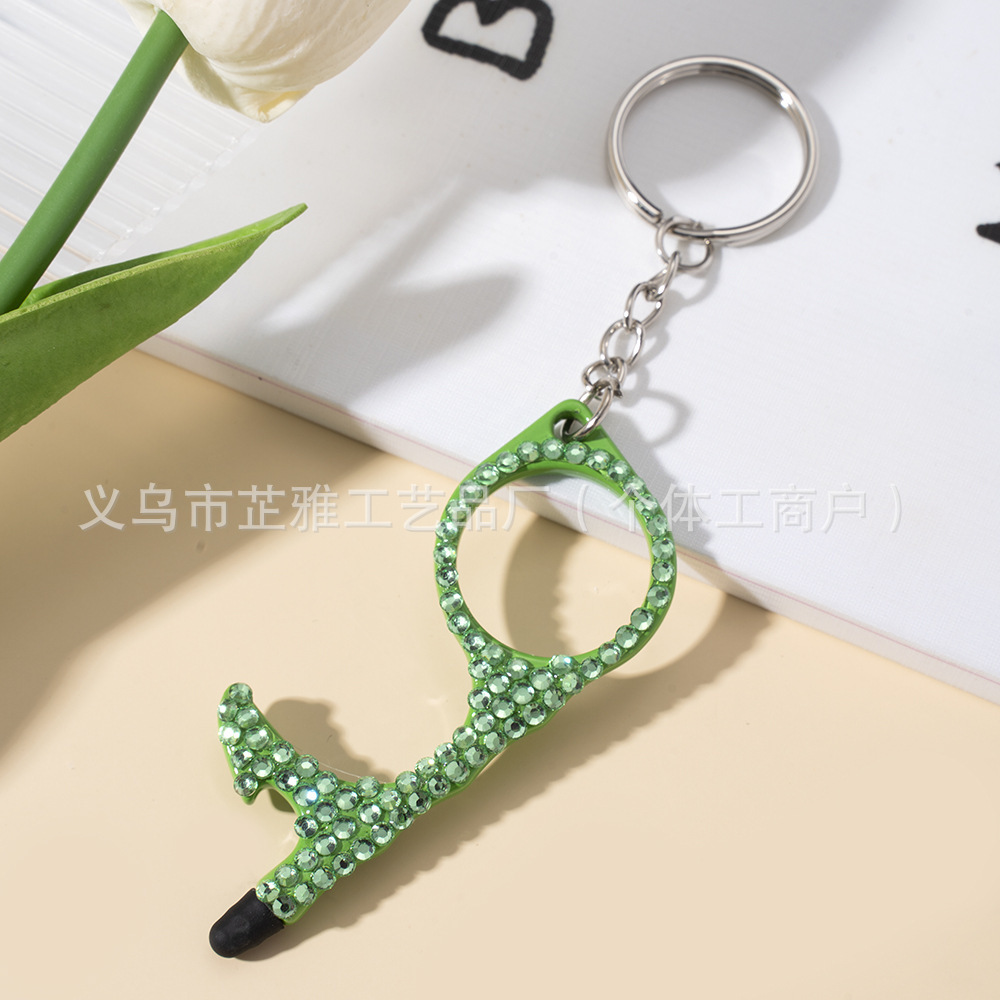 Amazon cross-border multi-functional double-sided diamond-encrusted door opener portable keychain