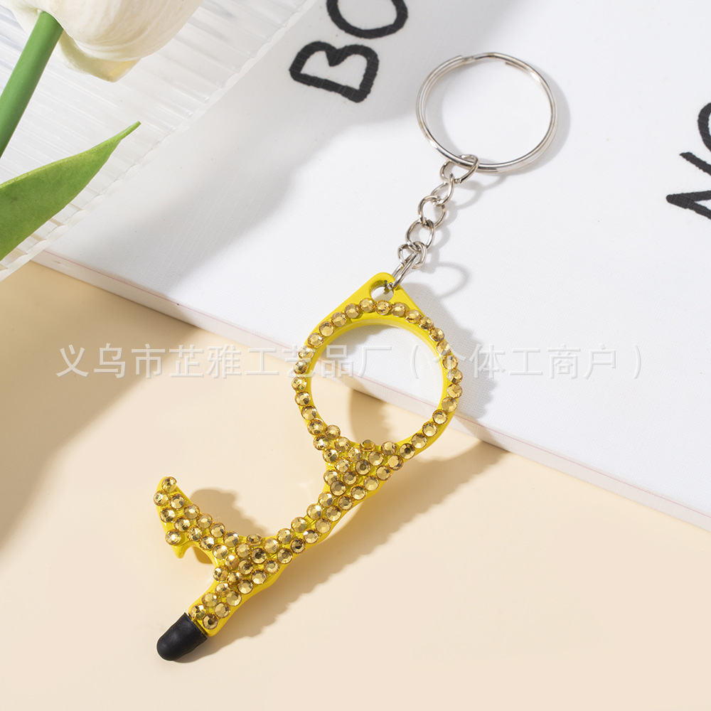 Amazon cross-border multi-functional double-sided diamond-encrusted door opener portable keychain
