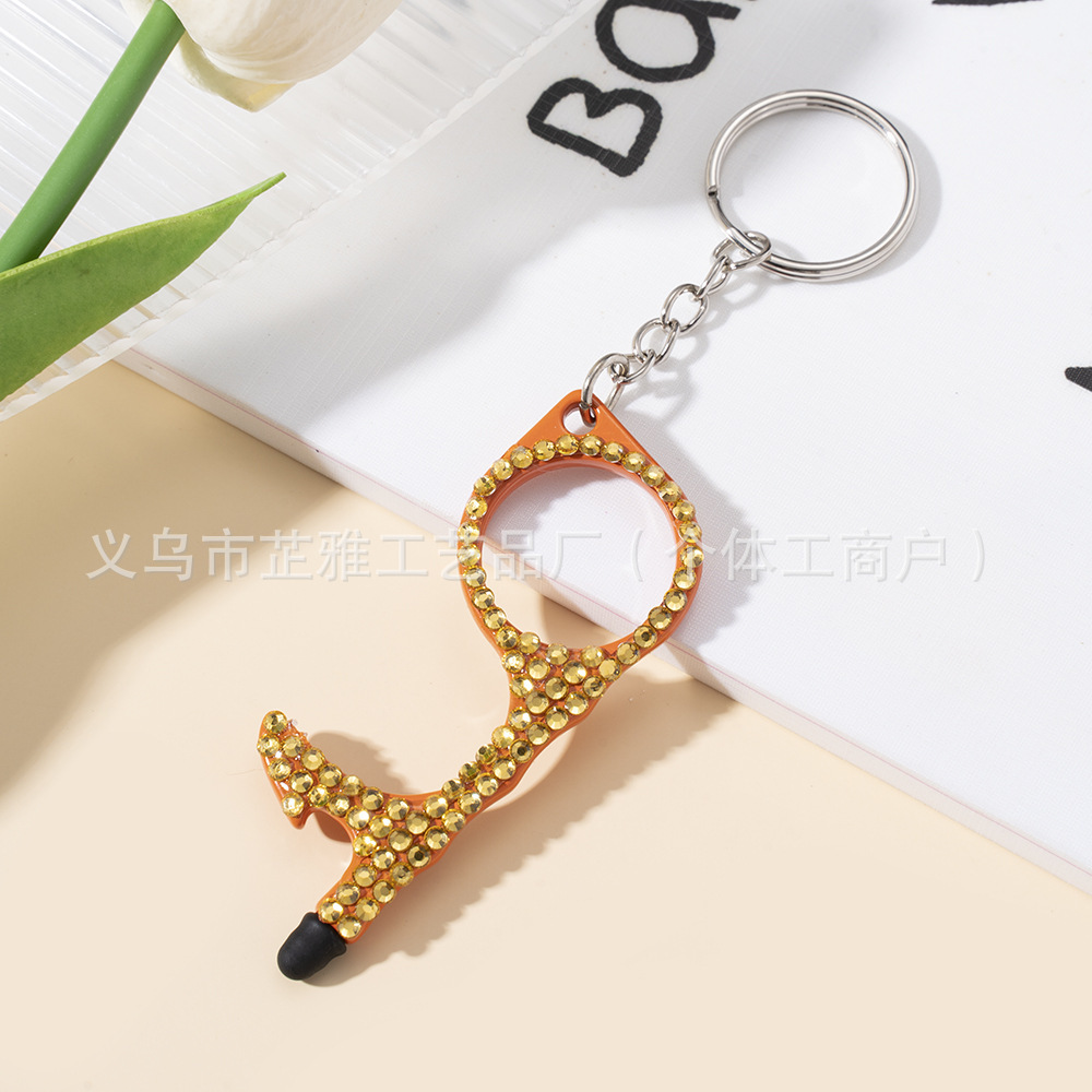 Amazon cross-border multi-functional double-sided diamond-encrusted door opener portable keychain
