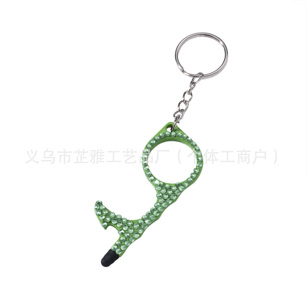 Amazon cross-border multi-functional double-sided diamond-encrusted door opener portable keychain