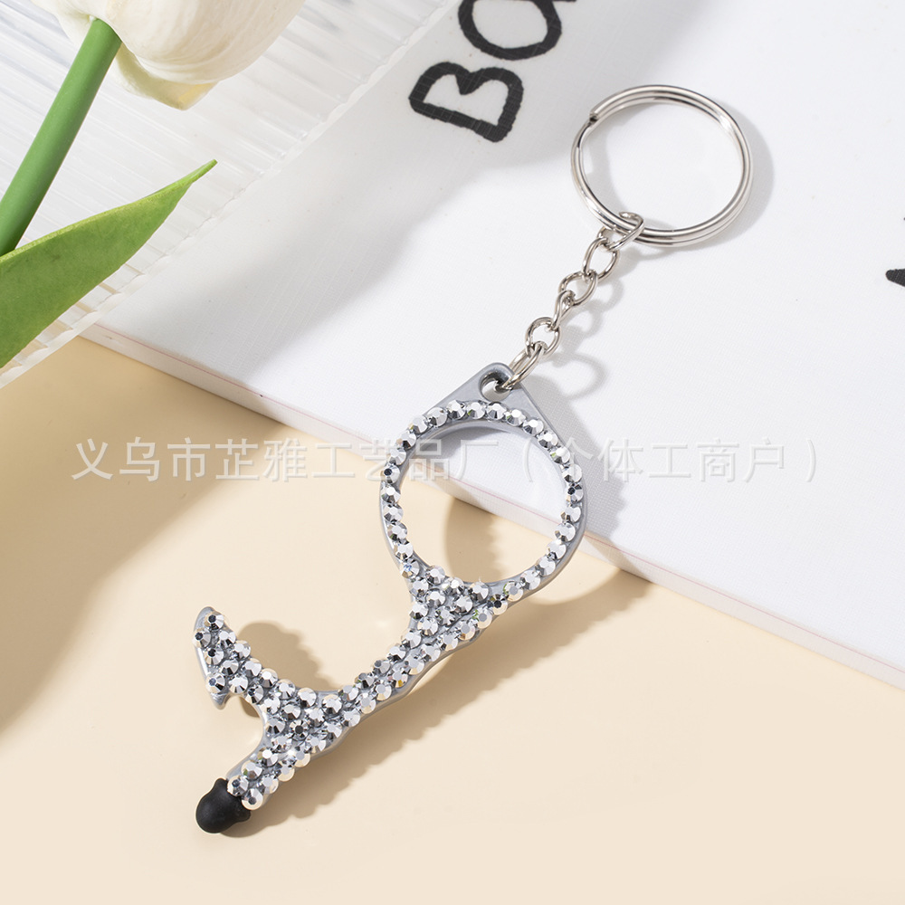 Amazon cross-border multi-functional double-sided diamond-encrusted door opener portable keychain
