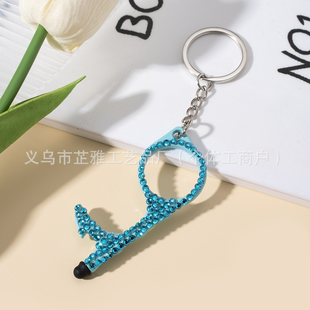 Amazon cross-border multi-functional double-sided diamond-encrusted door opener portable keychain