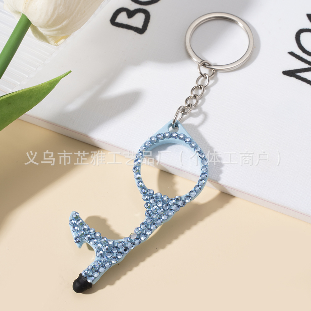 Amazon cross-border multi-functional double-sided diamond-encrusted door opener portable keychain