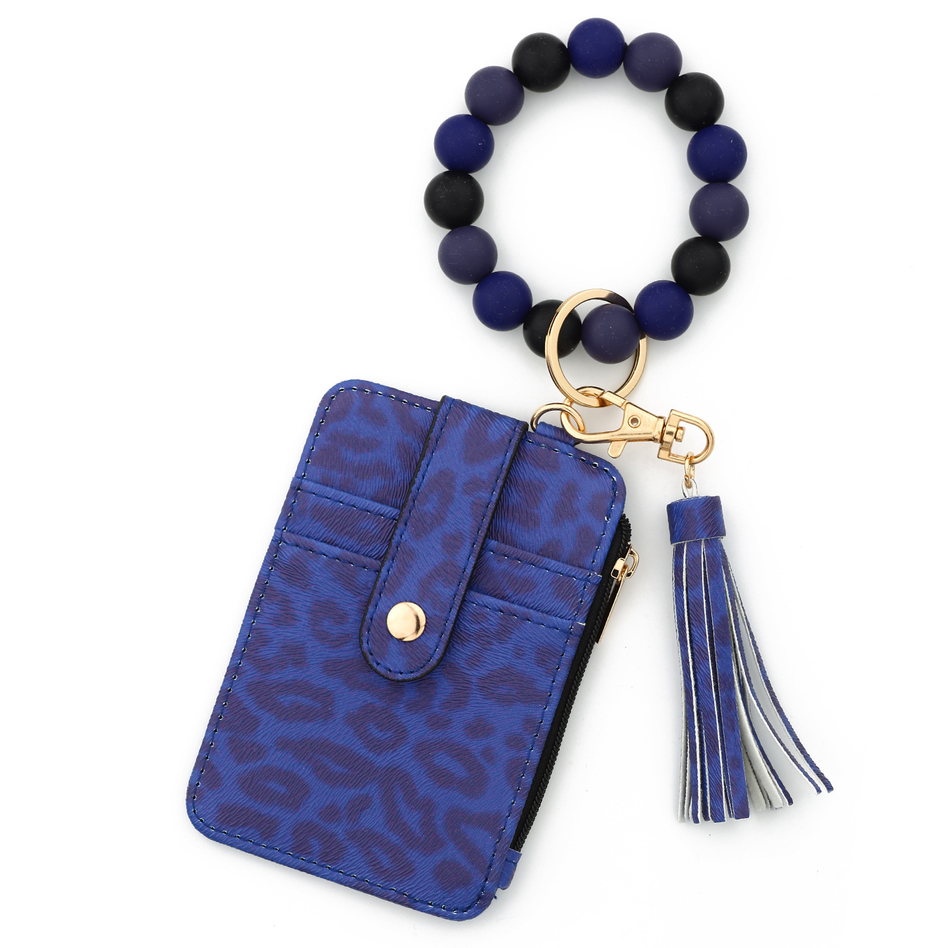 2026 In-stock cross-border European and American document holder, folded edge card holder, silicone bracelet, keychain, leopard print leather wallet