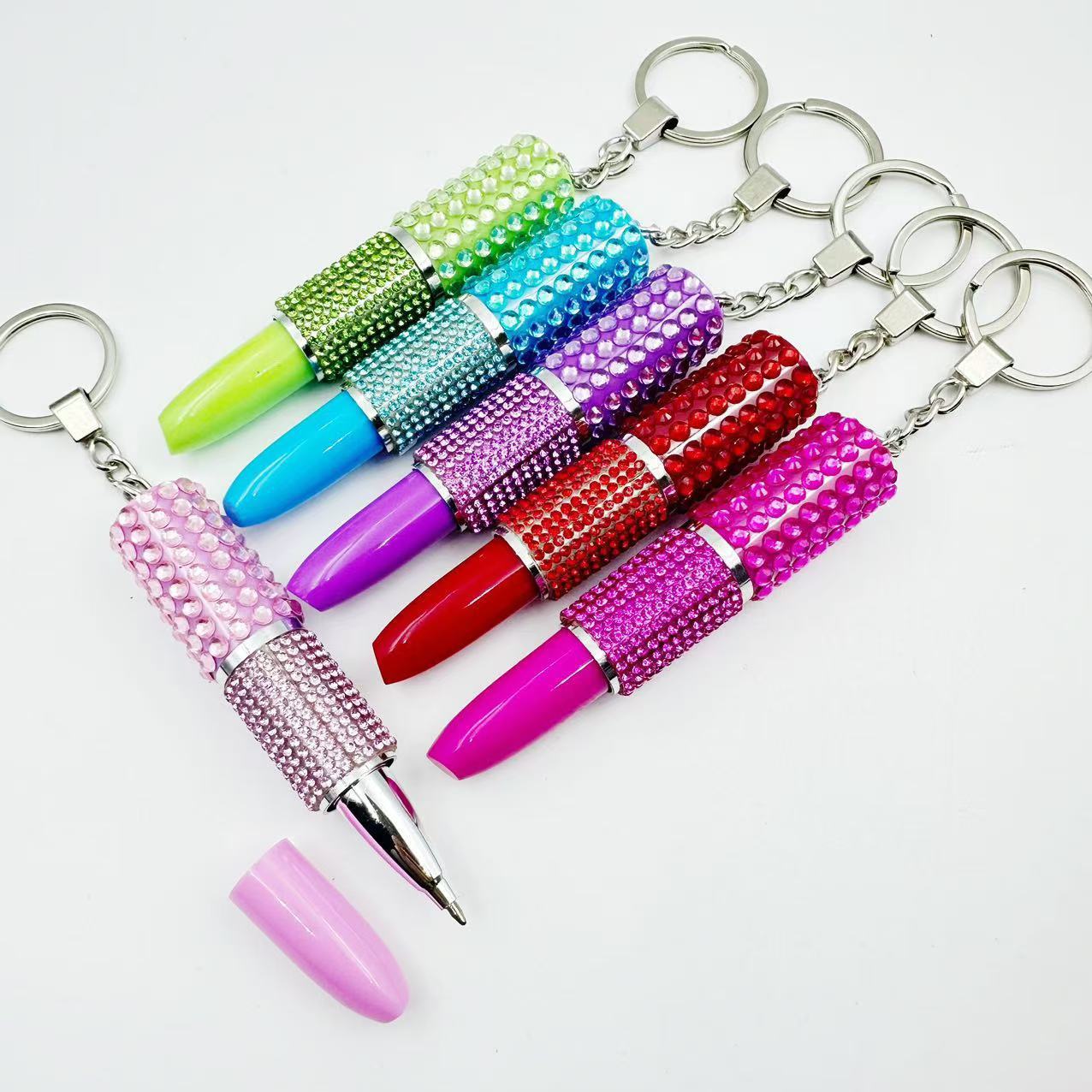 Personalized creative stationery ballpoint pens, cute rhinestone-studded lipsticks, keychains, popular bag charms, DIY jewelry
