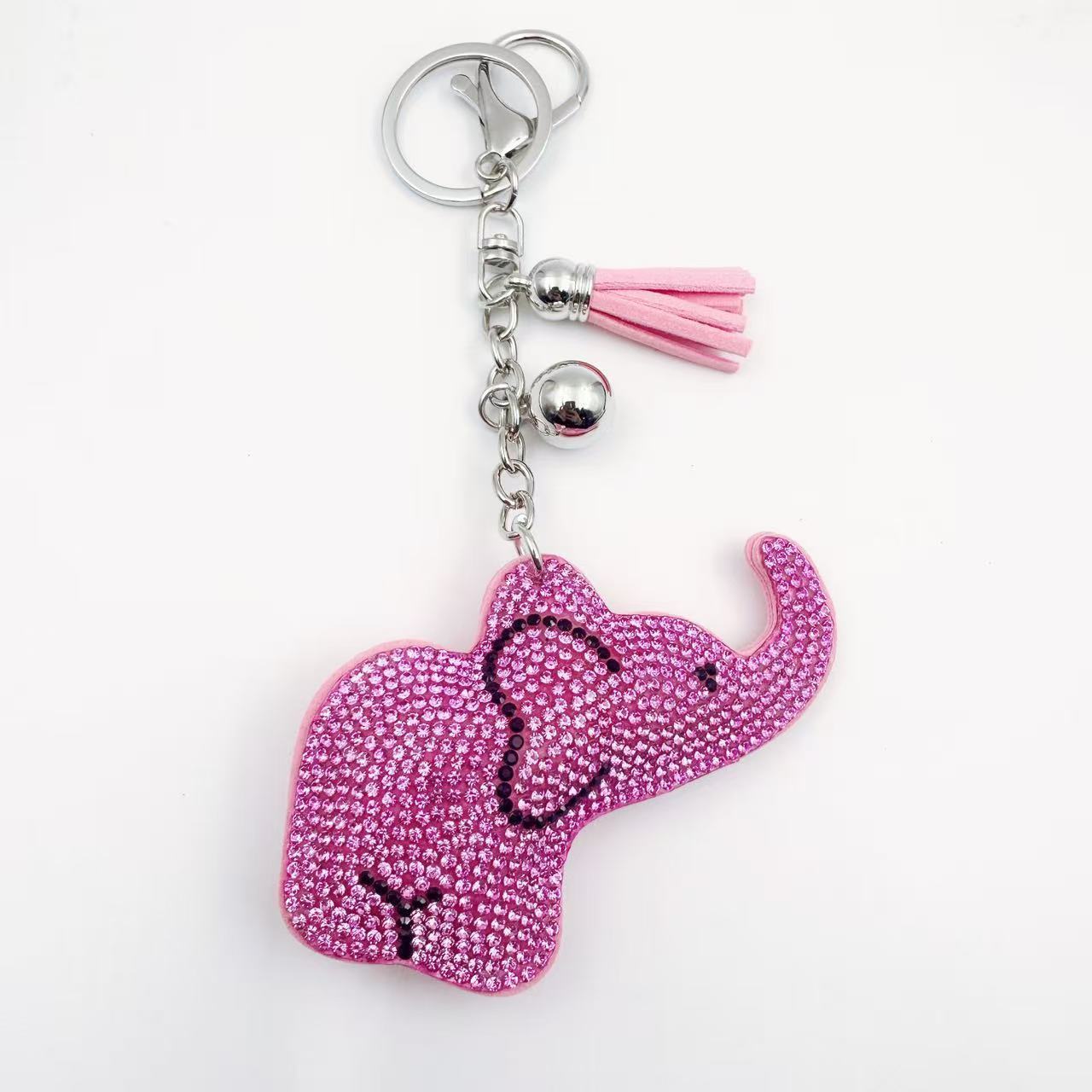 Cartoon Korean Style Rhinestone Elephant Keychain, Crystal Rhinestone Animal Elephant Keychain, Bag Pendant, Clothing Accessories